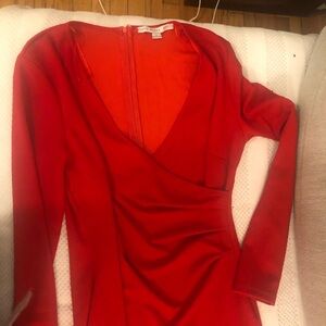 Elegant Red Long Sleeve Dress